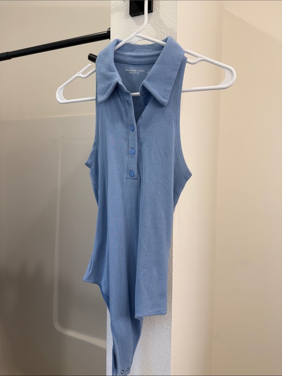 Abercrombie & Fitch Tops - Abercrombie & Fitch Light Blue Ribbed Polo Bodysuit